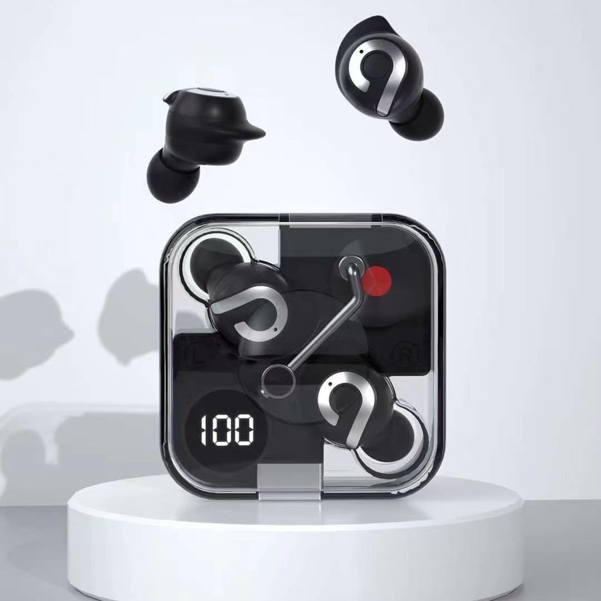 P61 Pro Transparent TWS Earbuds – Black Color